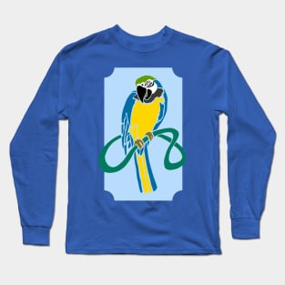 Abstract Blue and Yellow Macaw Parrot Design Long Sleeve T-Shirt